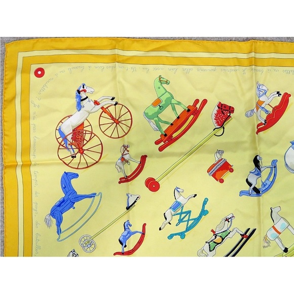 Hermes Yellow Rocking Horse Toy Scarf - Picture 3 of 11